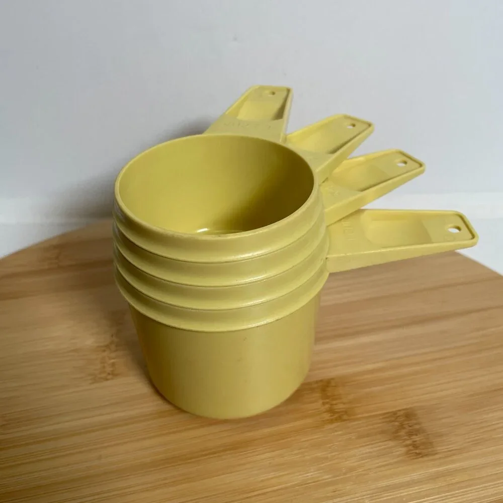 Vintage Tupperware Yellow Measuring Cup Set Plastic Baking Cooking